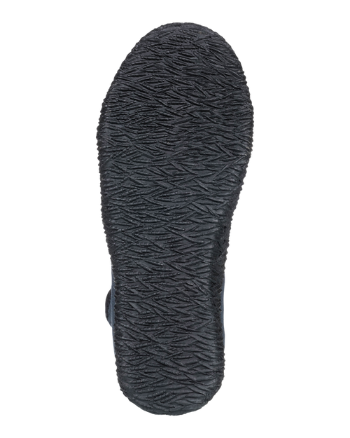 The image displays the bottom sole of the Roxy 1mm Prologue Round Toe Reef Boot, showcasing its black wavy tread pattern for enhanced grip and traction against a white background.