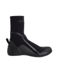 The Roxy 3.0 Elite Split Toe Boot is a black neoprene surf bootie featuring a high ankle, reinforced toe, textured sole, and heel pull tab, shown on a plain white background.