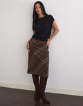 Image of Abetzi Midi Skirt in Chiffon Mix Brown Stripe