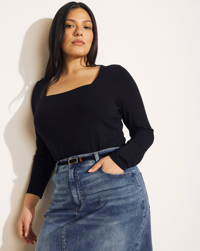 Agatha Liquid Jersey Top - Black | Plus Size & Straight Size Women's Fashion | Universal Standard