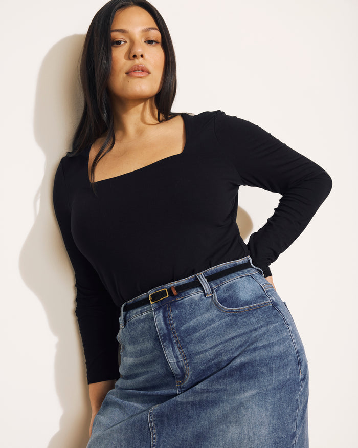 Agatha Liquid Jersey Top - Black | Plus Size & Straight Size Women's Fashion | Universal Standard