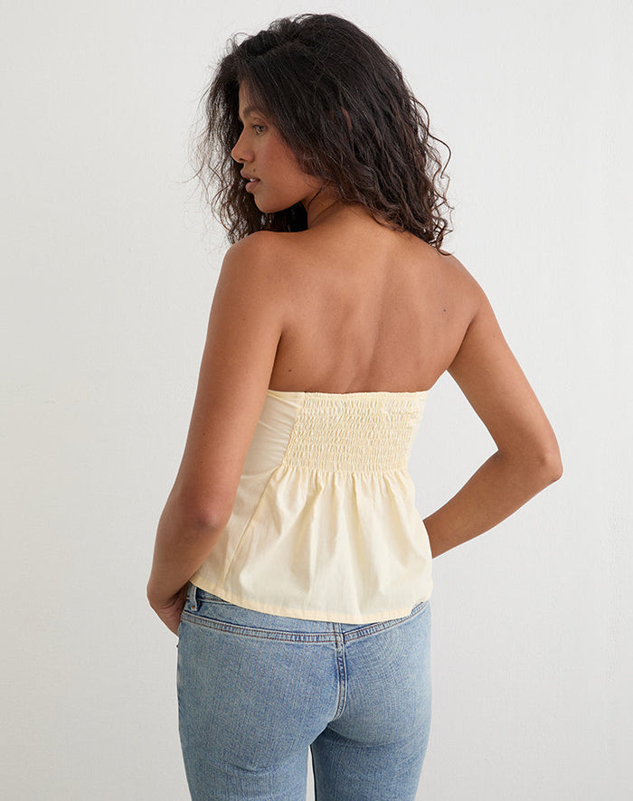 Image of Ahera Top in Poplin Buttermilk with Cherry Blossom Embroidery