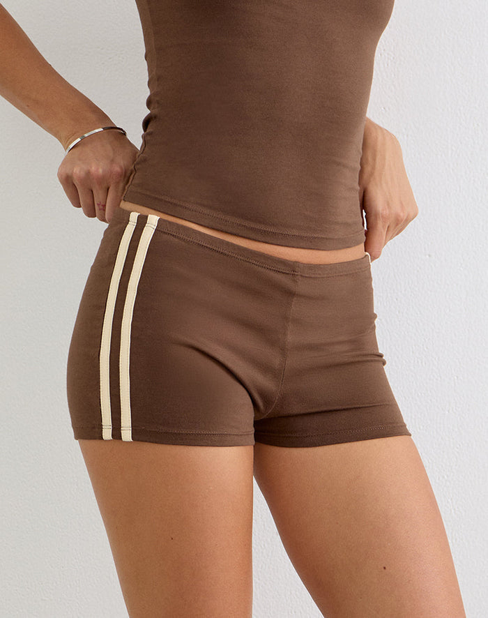 Image of Ainu Short in Cocoa Brown with Buttermilk Binding