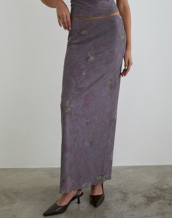 Image of Alfreda Maxi Skirt in Flare Flower Purple