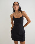Image of Ambra Scoop Mini Dress in Linen Black