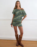 Image of Amelina Mini Dress in Mixed Stripe Green