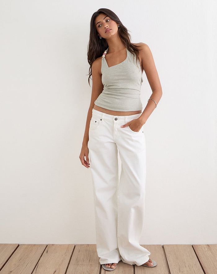 Image of Anari Top in Shimmer Knit Light Grey