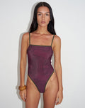 Image of Anavah Swimsuit in Abstract Zebra Burgundy with Green Binding