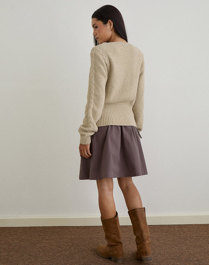 Image of Anitra Cardigan in Cable Knit Beige
