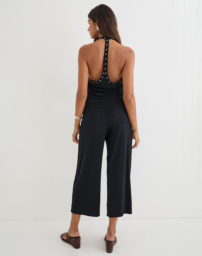 Image of Ano Capri Trousers in Rayon Jersey Black