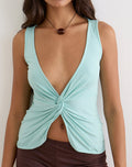 Image of Arlys Twist Detail Top in Rayon Jersey Aqua