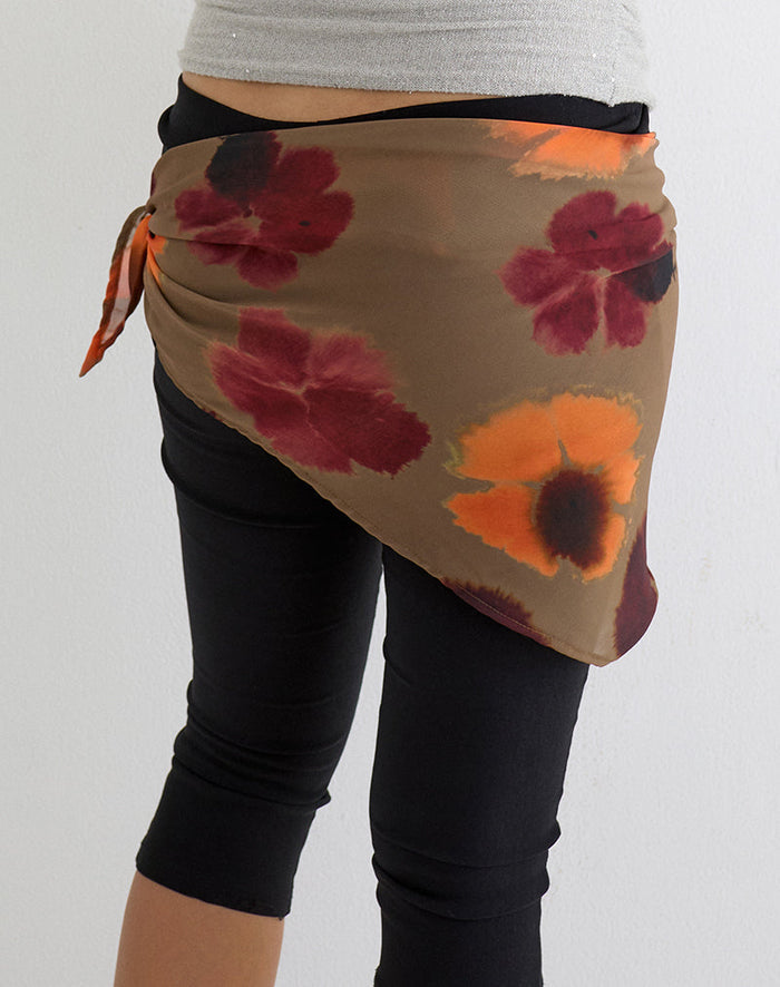 Image of Arpi Square Scarf in Chiffon Petals Script Olive