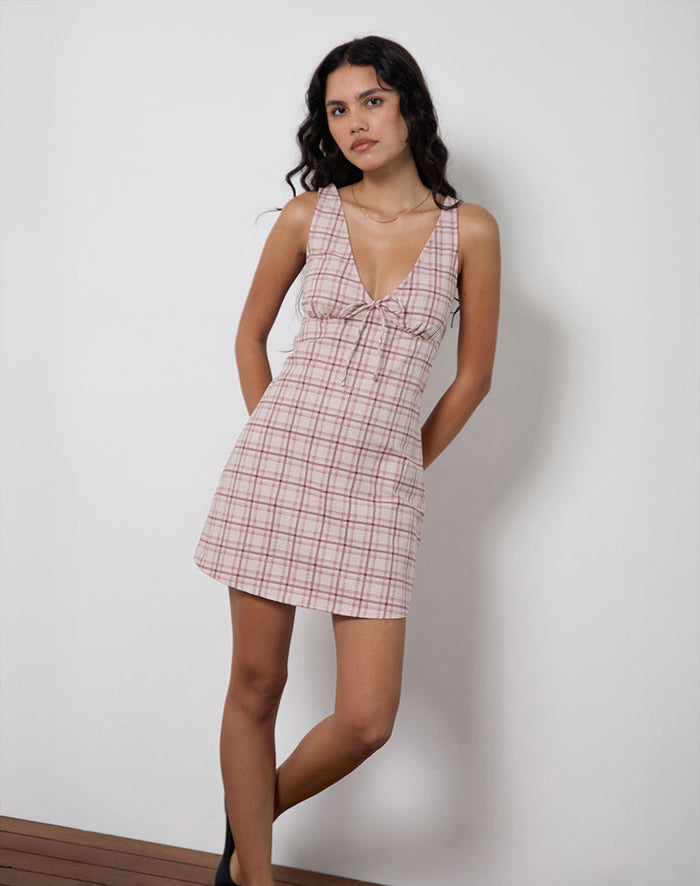 Image of Asatari Mini Dress in Basic Tartan Pink