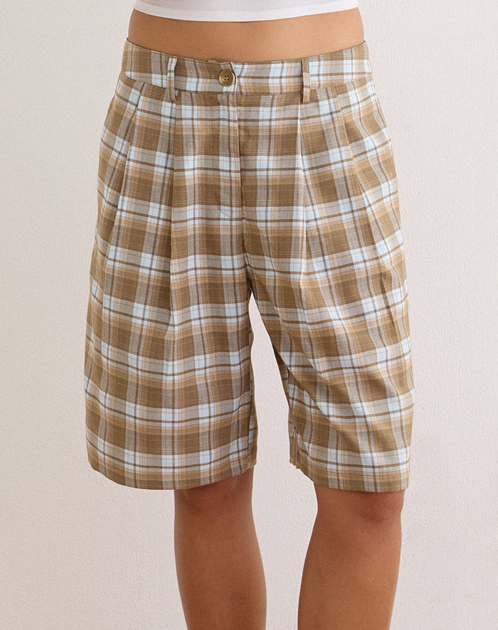 Image of Ashara Short in Tailoring Check Brown
