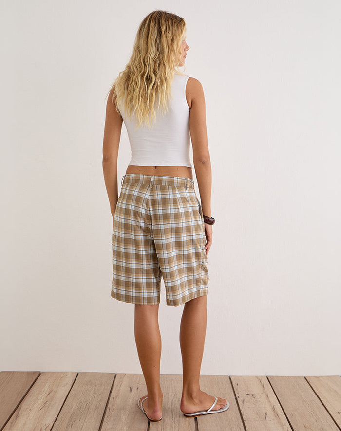 Image of Ashara Short in Tailoring Check Brown