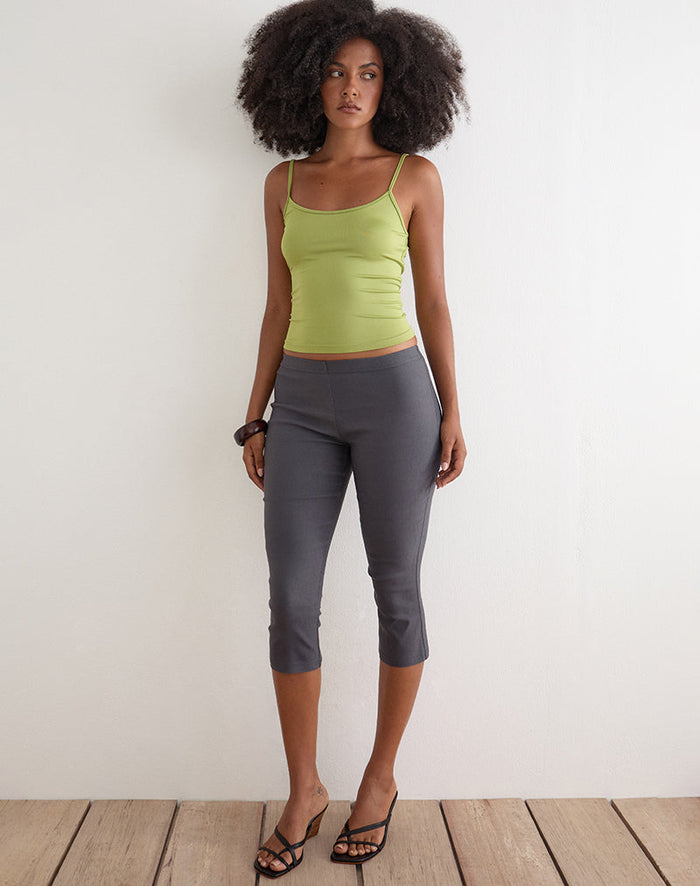 Image of Asla Cropped Capri Trouser in Stretch Tailoring Charcoal