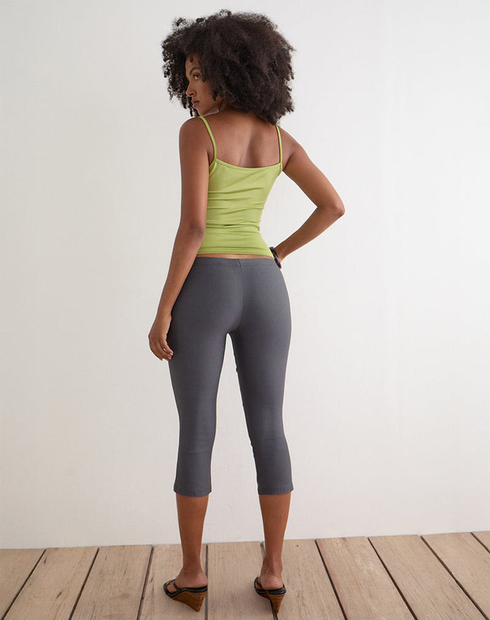 Image of Asla Cropped Capri Trouser in Stretch Tailoring Charcoal