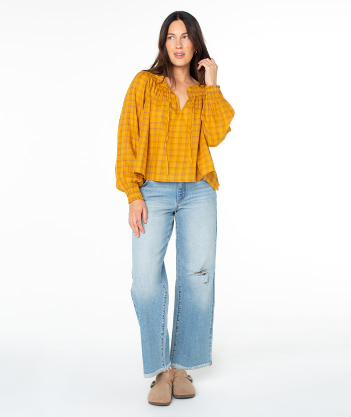 Atlas Sound Top - Buckthorn Brown Mini Zephyr Plaid - Roxy