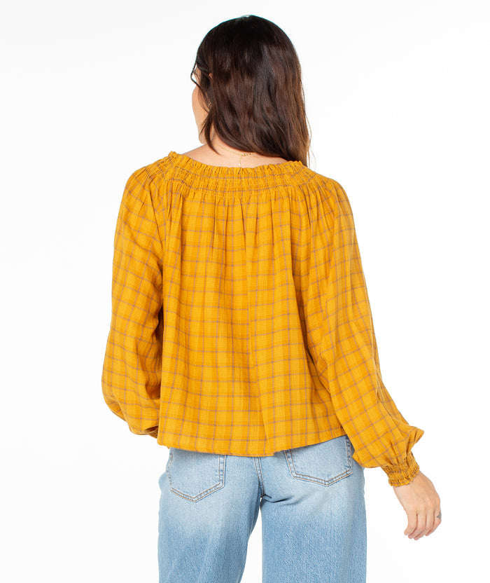 Atlas Sound Top - Buckthorn Brown Mini Zephyr Plaid - Roxy