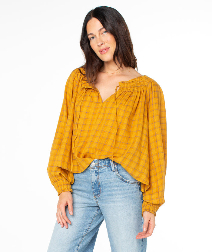 Atlas Sound Top - Buckthorn Brown Mini Zephyr Plaid - Roxy