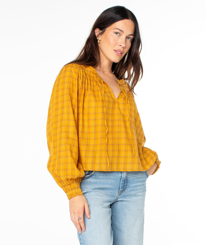 Atlas Sound Top - Buckthorn Brown Mini Zephyr Plaid - Roxy