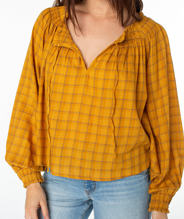 Atlas Sound Top - Buckthorn Brown Mini Zephyr Plaid - Roxy