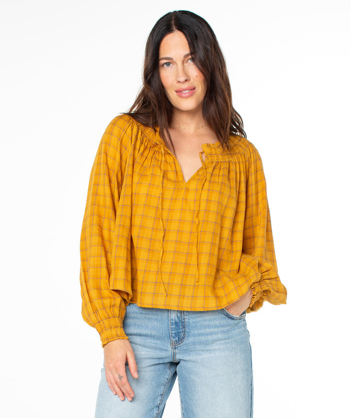 Atlas Sound Top - Buckthorn Brown Mini Zephyr Plaid - Roxy