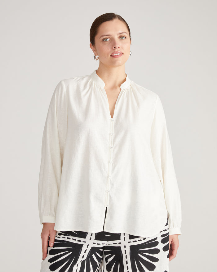 Avalon Linen Blend Blouse - Natural White | Plus Size & Straight Size Women's Fashion | Universal Standard