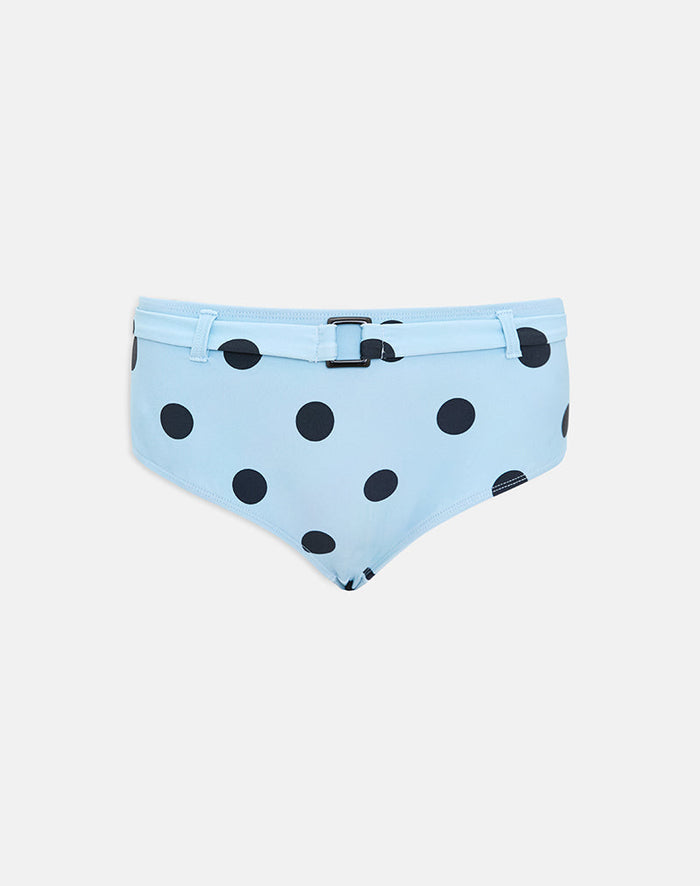 Image of Avi Swim Short in Blue with Polka Space Black and Belt