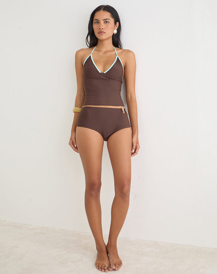 Image of Avi Swim Short in Brown with O Ring