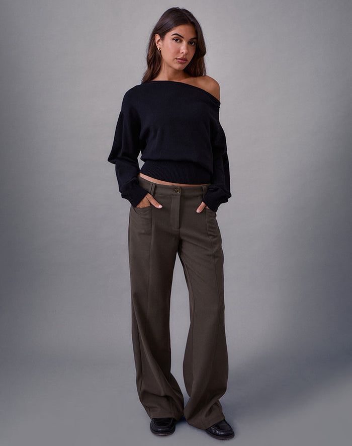 Image of Avina Trouser in Tailoring Dark Olive