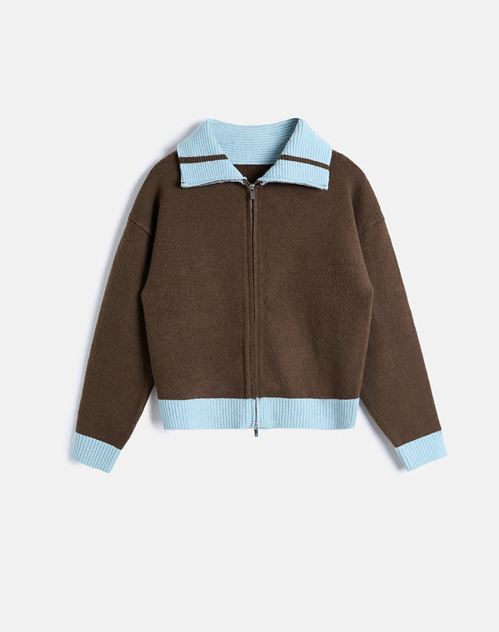 Image of Ayamu Zip Jumper in Knit Brown