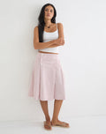 Image of Babete Pleat Midi Skirt in Cotton Twill Soft Pink