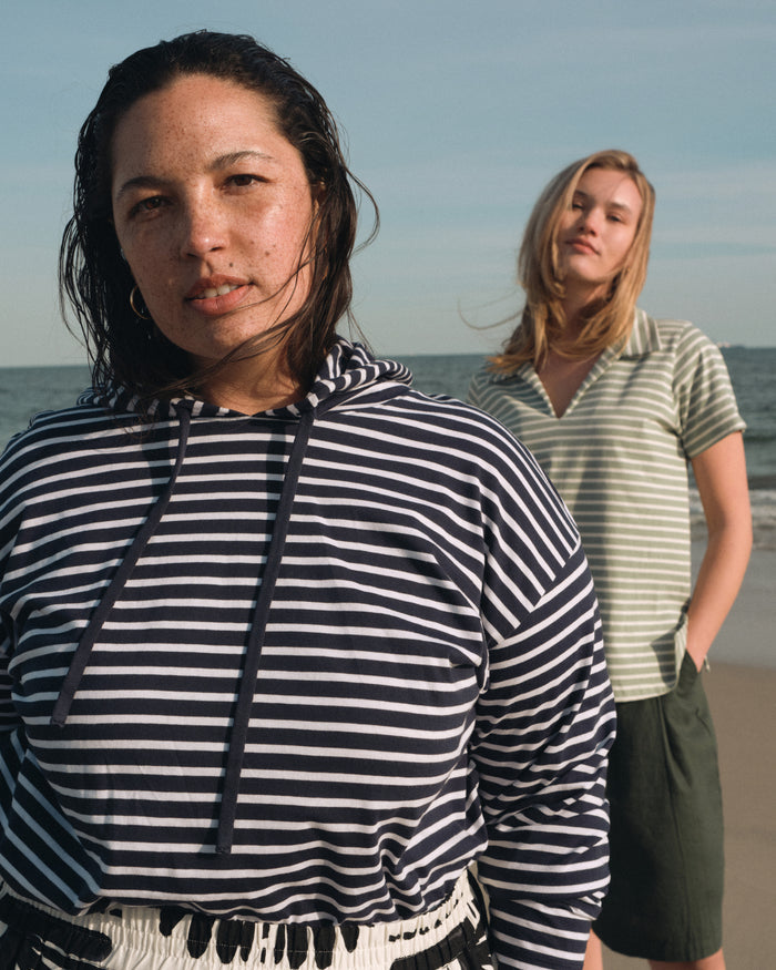 Baja Breton Stripe Hoodie - Navy/White Stripe | Plus Size & Straight Size Women's Fashion | Universal Standard