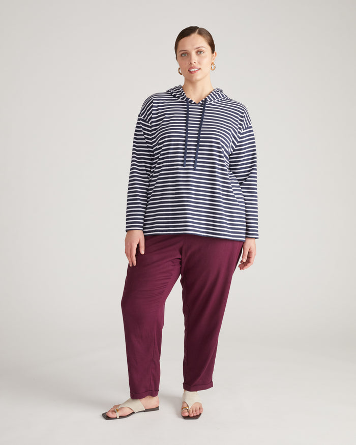 Baja Breton Stripe Hoodie - Navy/White Stripe | Plus Size & Straight Size Women's Fashion | Universal Standard