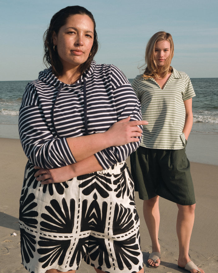 Baja Breton Stripe Hoodie - Navy/White Stripe | Plus Size & Straight Size Women's Fashion | Universal Standard