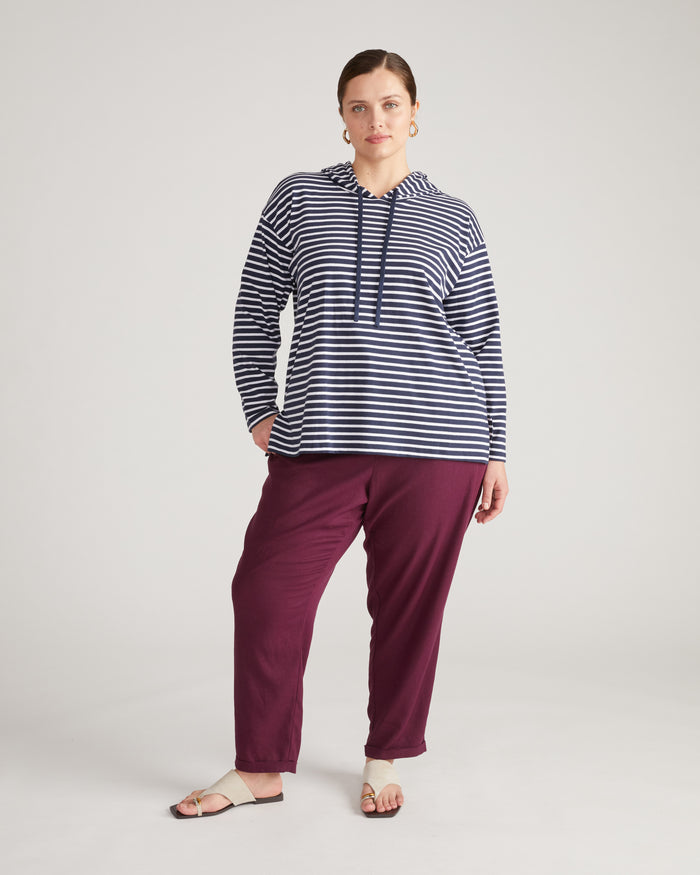 Baja Breton Stripe Hoodie - Navy/White Stripe | Plus Size & Straight Size Women's Fashion | Universal Standard
