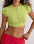 Image of Baniah Cropped Cardigan in Flat Knit Lily Green