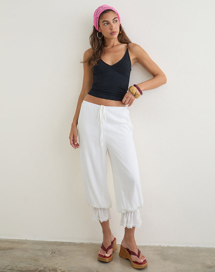 Image of Basma Bloomer Trouser in Rayon White