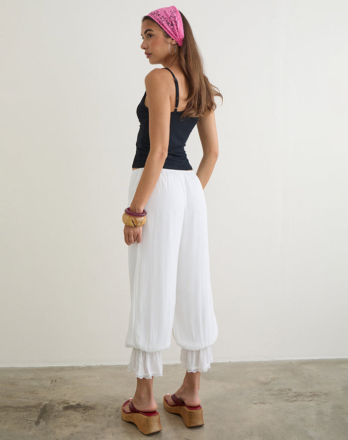 Image of Basma Bloomer Trouser in Rayon White