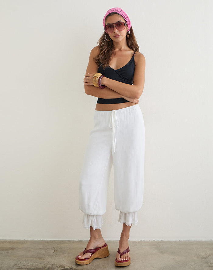 Image of Basma Bloomer Trouser in Rayon White