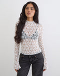 Image of Beerus Long Sleeve Mock Neck Top in Lace Ivory