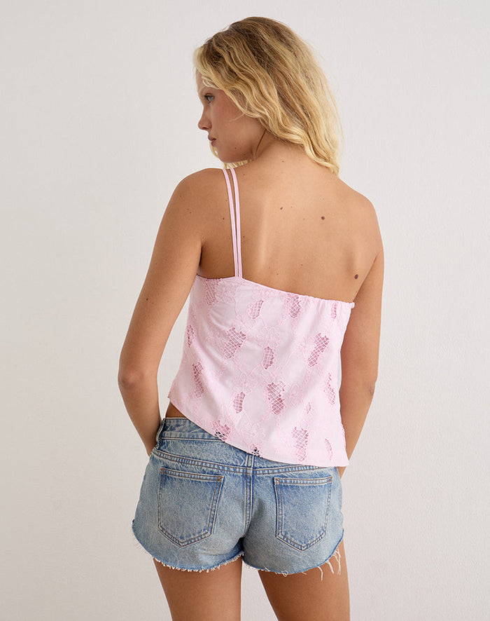 Image of Beline Strap Top in Broderie Baby Pink