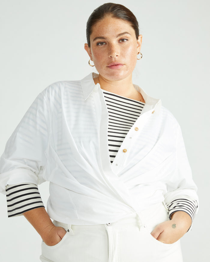 Belle Breton Stripe Jersey Tee - Ecru/Black Stripe | Plus Size & Straight Size Women's Fashion | Universal Standard
