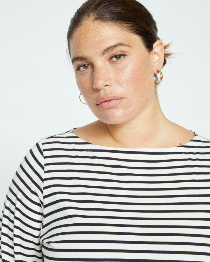Belle Breton Stripe Jersey Tee - Ecru/Black Stripe | Plus Size & Straight Size Women's Fashion | Universal Standard