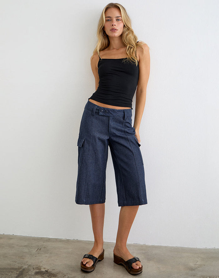 Image of Bensen Capri Trouser in Chambray Denim Blue