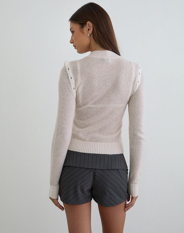 Image of Bentala Turtleneck Jumper in Knit Ecru