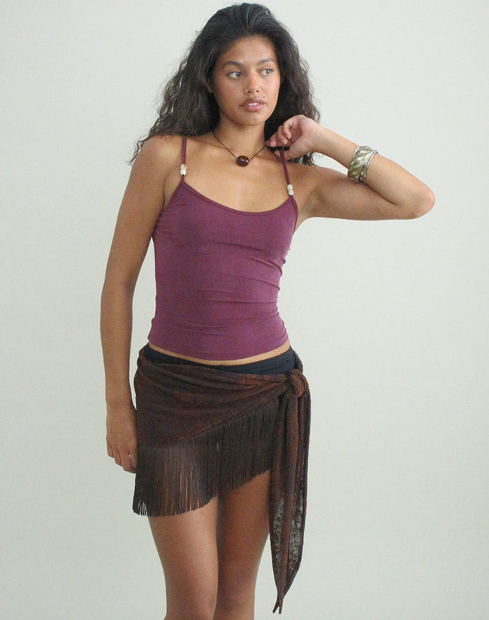 Image of Betony Top with Beads in Cupro Deep Purple