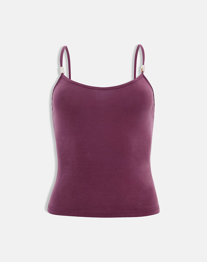 Image of Betony Top with Beads in Cupro Deep Purple