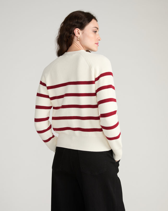 Better-Than-Wool Cardigan - Cream/Red Stripe | Plus Size & Straight Size Women's Fashion | Universal Standard